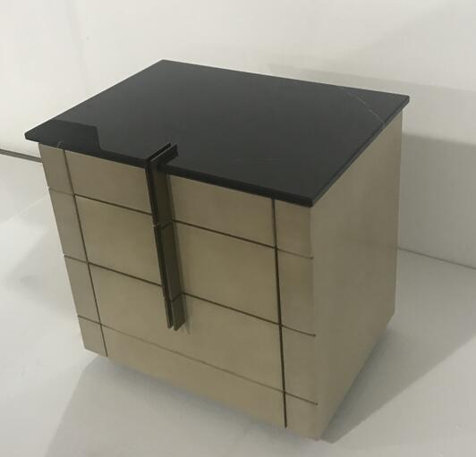 Stone top 3-drawer brushed grey finsh wooden night stand for hotel bedroom furniture,bed side table