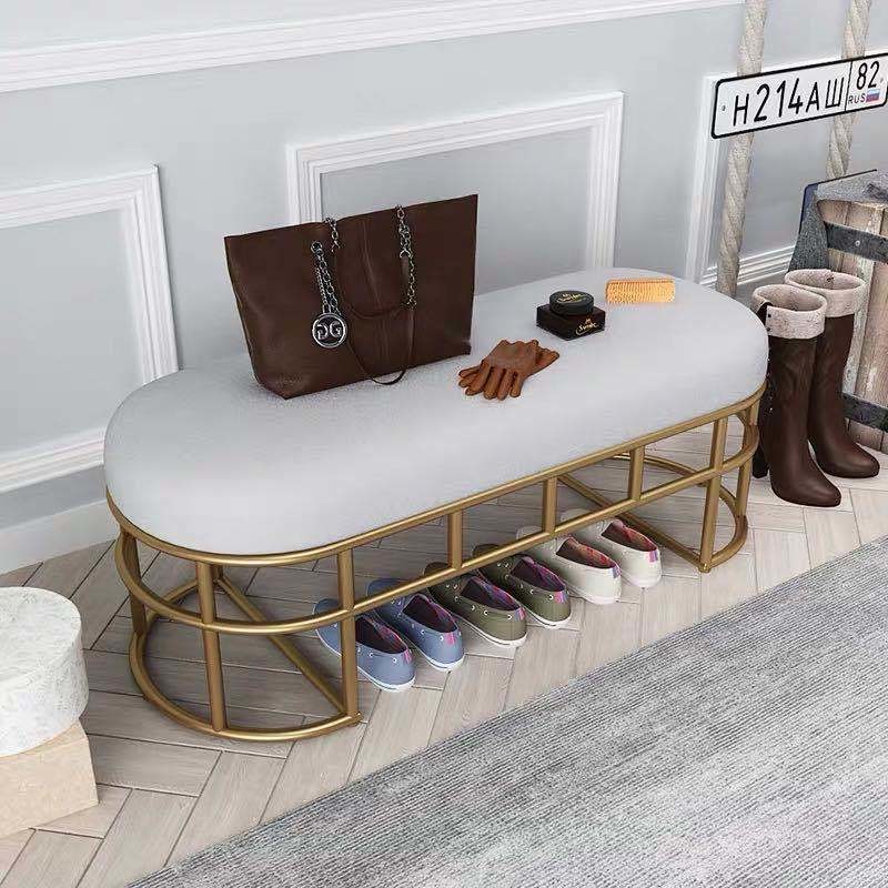 Living Room Furniture Bamboo Shoe Rack Bench with Cushion and Entryway Sitting Stool