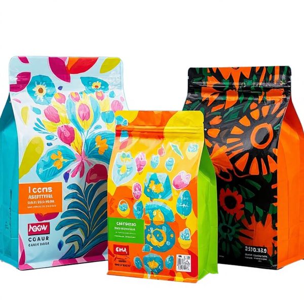 Custom Printed Smell Proof Food Grade Square Bottom Tea Coffee Beans Packaging Pouch Valve Zipper Resealable Aluminum Bag