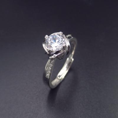 Anéis de prata luxuosos do zirconita para a joia nupcial do casamento europeu