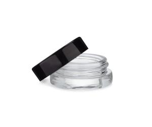 7ml Black Cap Glass Concentrate Jar Round Cosmetics Glass Container