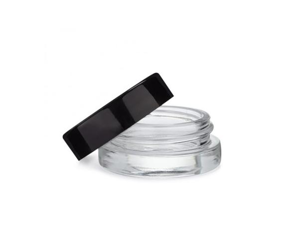 7ml Black Cap Glass Concentrate Jar Round Cosmetics Glass Container