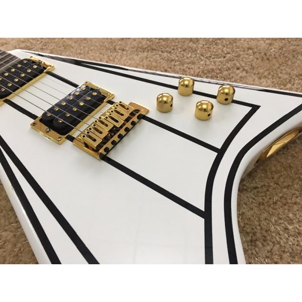 jackson custom guitar White color Golden hardwares Blocks inlay on rosewood fingerboard flying v electric guitar 6 strin