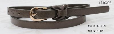 Round Tip PU Bowknot Loop Girls Elastic Belt , Gold Buckle Taupe Kids Dress Belt