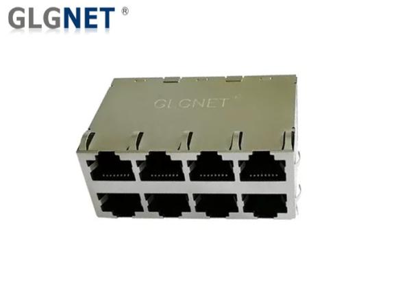 Phosphor Bronze Stacked 8 Pin Ethernet Connector Glass Filled PA46 0.2MM Thickness