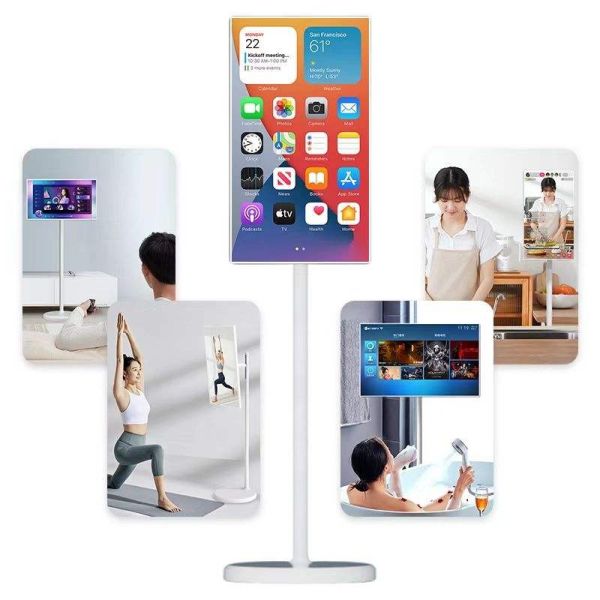 CH  Wholesale 32 Inch Smart Portable TV Wireless Android 12/13 Indoor Rolling TV With Build in 1300W Camera