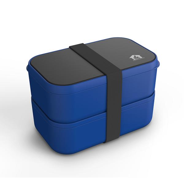 Large Capacity Custom Printed Eco-friendly Double-Layer Lunch Box with PP Lid and Cutlery Set 2000ml