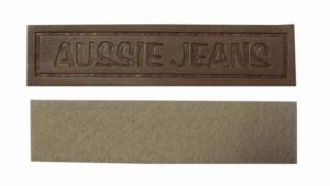 Embossed Logo Split Leather Patch Merrow Border 9C For Bags