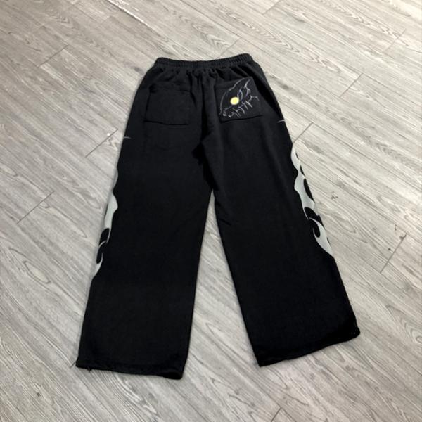 Logotipo personalizado serigrafiado, sudaderas vintage con lavado ácido, holgadas, bordadas, de corte holgado, estilo urbano, pantalones de chándal acampanados, pantalones deportivos para hombre