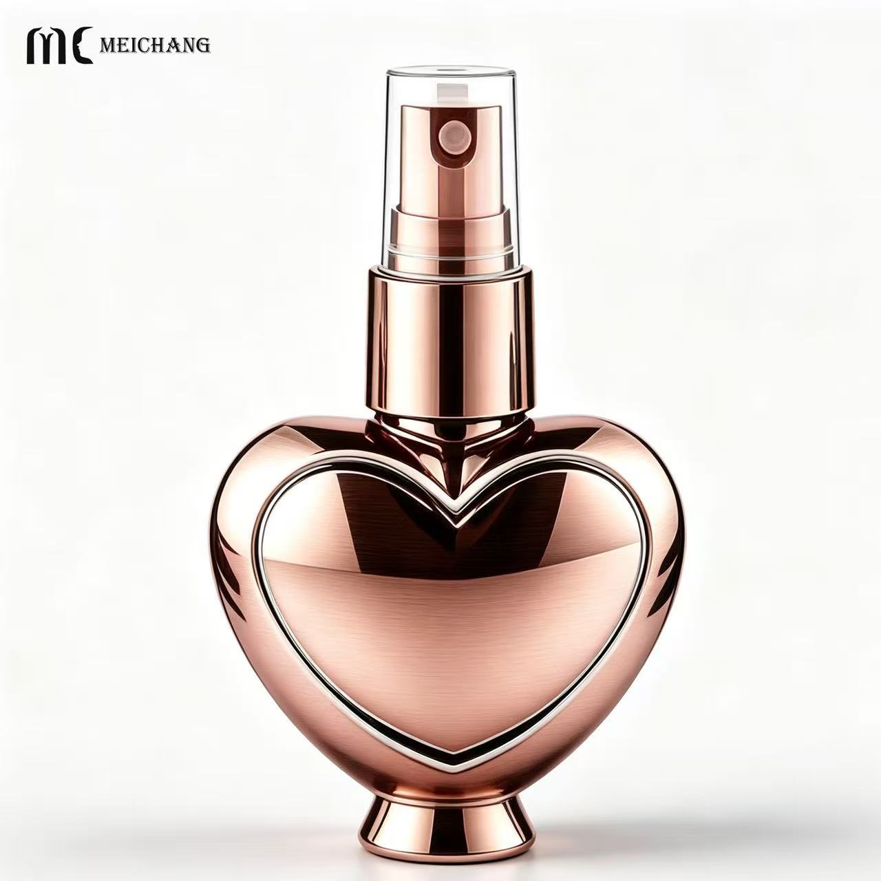 25ml, 50ml, 80ml and 120ml Heart-Shaped Electroplated PET Fine Mist Spray Bottle (MC-449)