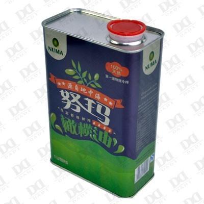 DADI Rectangle 1 Litre Food Oil Can 1000ml Peanut Oil Tin Cans Glossy Surface