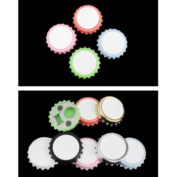 Sublimation Magnetic Bottle Opener With Aluminum Sheet Custom Logo Round Plastic Bottle Opener Fridge Magnet Blanks