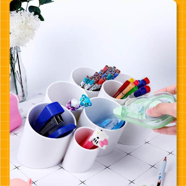 Plastic PP Large Multifunction Desktop Pen Holder 9 Cups Pen Holder