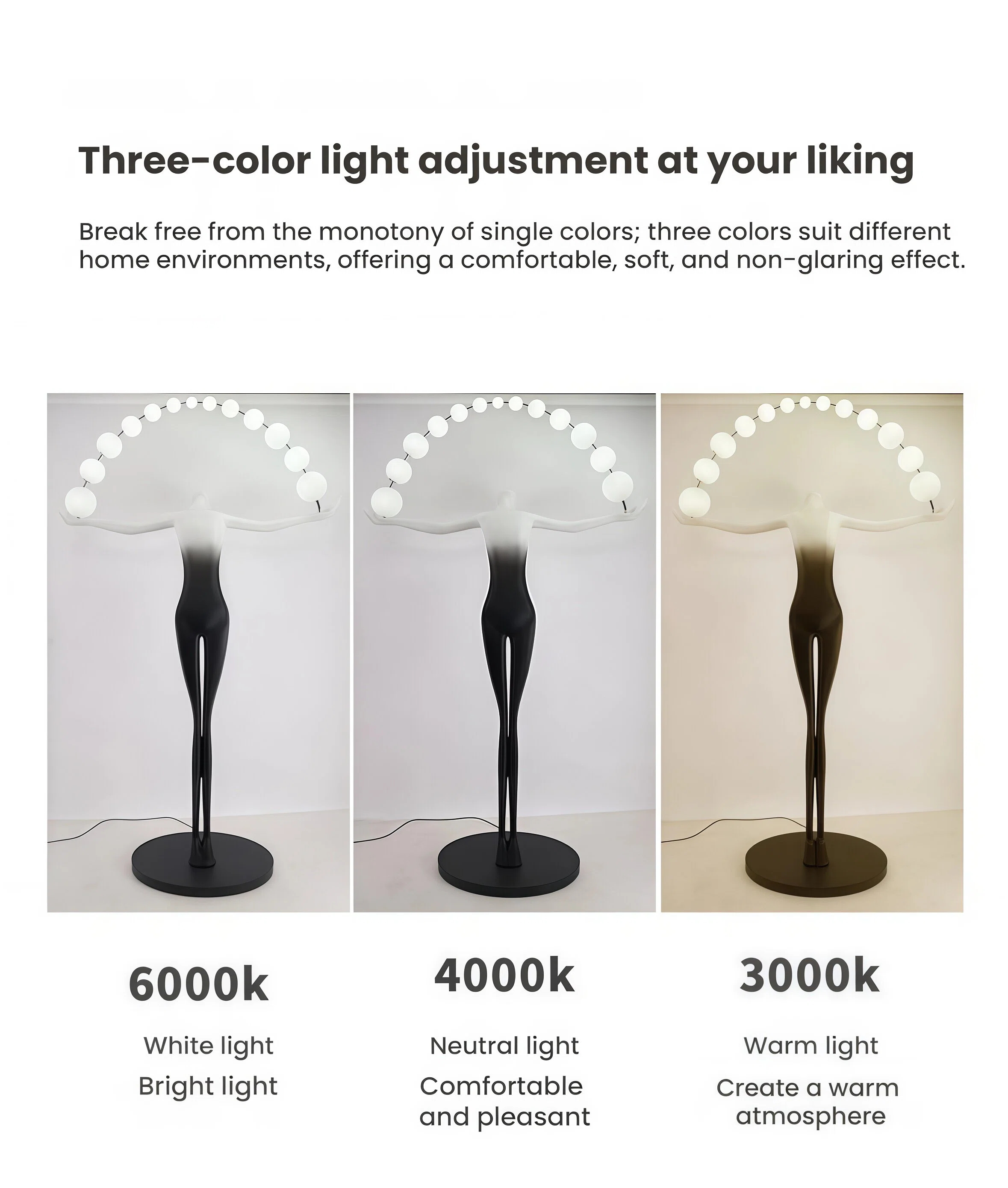 JYLIGHTING Modern Abstract Humanoid Resin & PVC Floor Lamp, Art Sculpture Standing Light for Luxury Hotel Lobby & Living Room