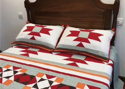 Patchwork Geometric Bedding Sets , Quilting Handmade Twin Bed Sets For Adults
