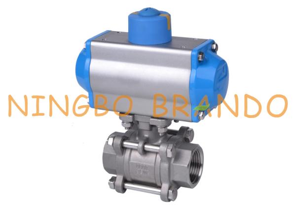 Válvula de bola 3/4 da linha 3pc do atuador pneumático DN20 de aço inoxidável
