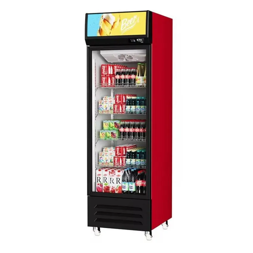 Vertical Beverage Display Cooler Transparent Glass Door Commercial Refrigerator 500L