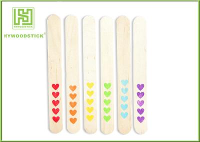 Red Heart Pattern Natural Wood Sticks Colored OEM / ODM Available