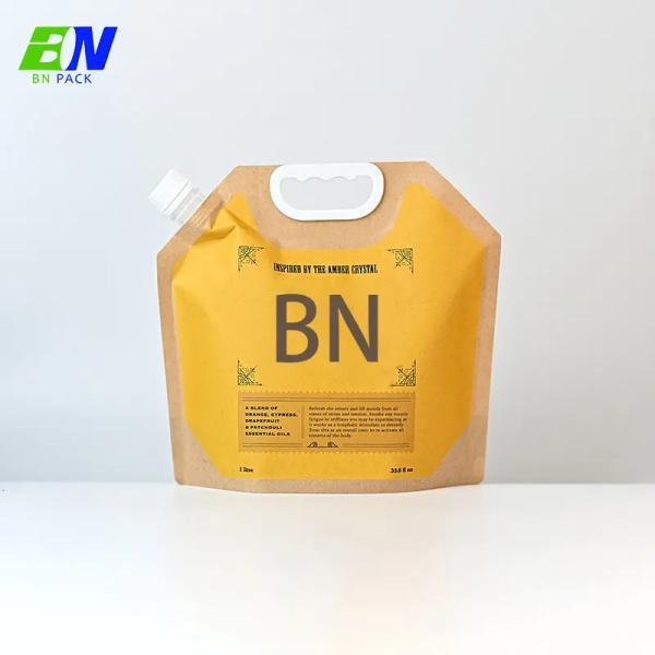 1L spout pouches special shape stand up bags with plastic handle for liquid jelly beverage food laundry detergent