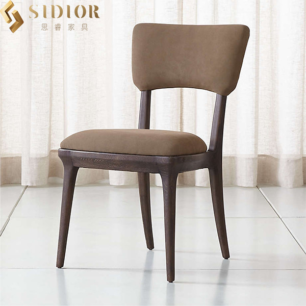 Solid Wood High Back Fabric Dining Room Chairs Modern Style Chair 87cm Height