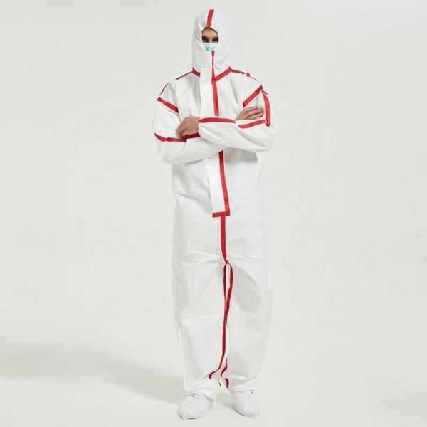 Waterproof Disposable Impervious Coverall Non Woven Workwear Overall PPE Set Suit With Taped Seam