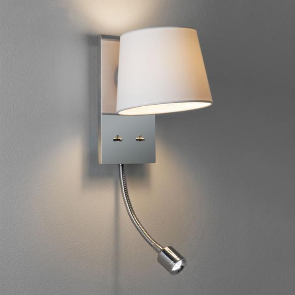 Recessed mounted fabric shade E27 led reading wall light 3W led bedside wall lamp for villa projects