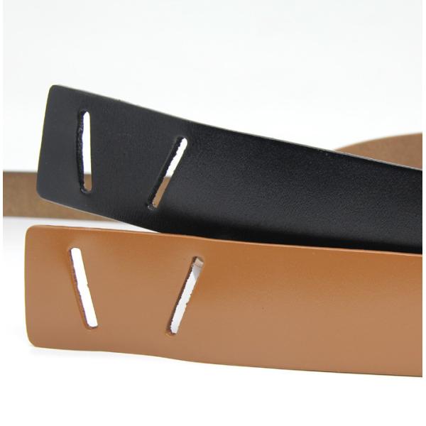Wide To Narrow 2cm Women's Fashion Leather Belts Double Rectangular Hole Plain