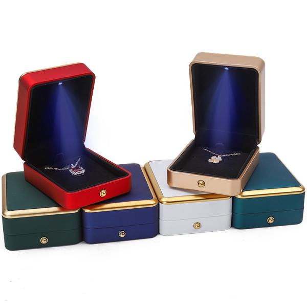 Customized Gold Trim LED Jewelry Box Organizer for Bracelet Necklace Earrings Ring
