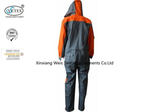 Grey Orange Fr Cotton Coveralls / Fr Clothing Coveralls With Hood Breathable Cotton NFPA 2112