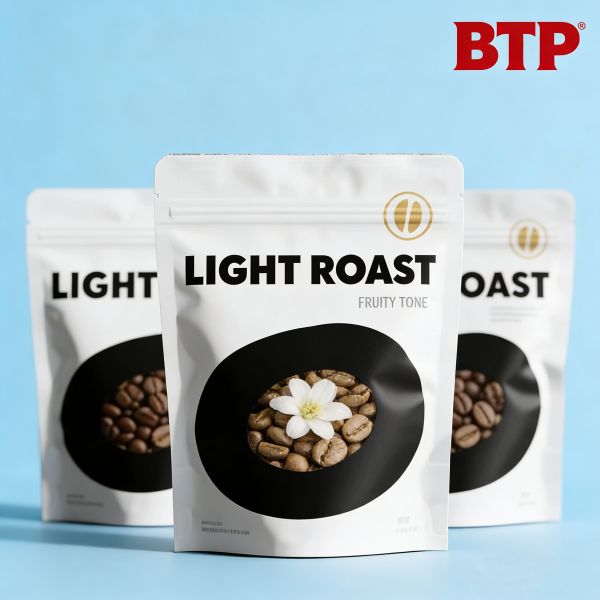Custom Printed Food Grade Heat Seal Stand up Pouch with Degassing Valve and Resealable Zipper Matte Finish Coffee Packaging
