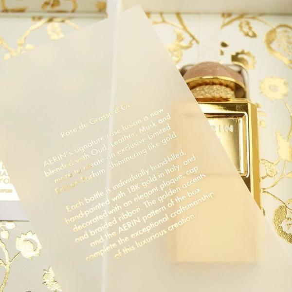 Floral Pattern multipurpose Perfume Set Box , Hinged Paper Box Luxury Gold Embossed