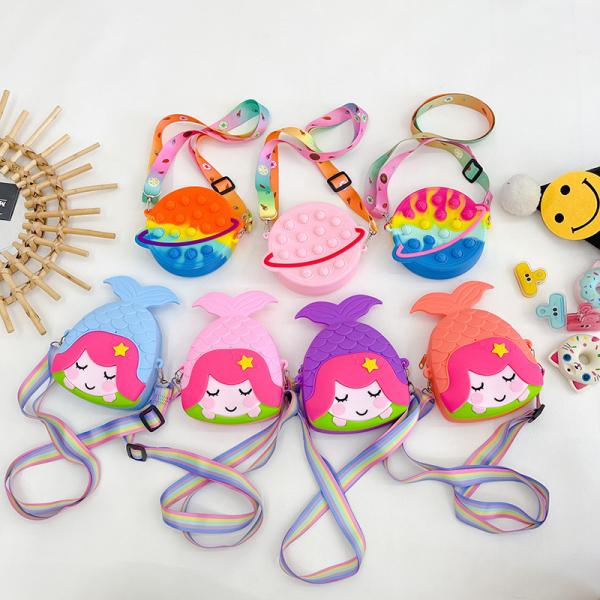 Рыбаки Детская кроссбоди сумка Монетка Сумка Силиконовый плечевая сумка Сумка с широким регулируемым ремнем Макияжная сумка Большая сумка