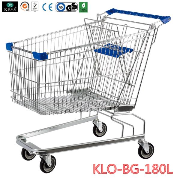 180 Liter Large Wire Mesh Supermarket Shopping Cart With Baby Seat