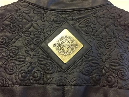 Zip Through Chocolate Ladies PU Jacket With Embroidery And Metal Ingot TW84949