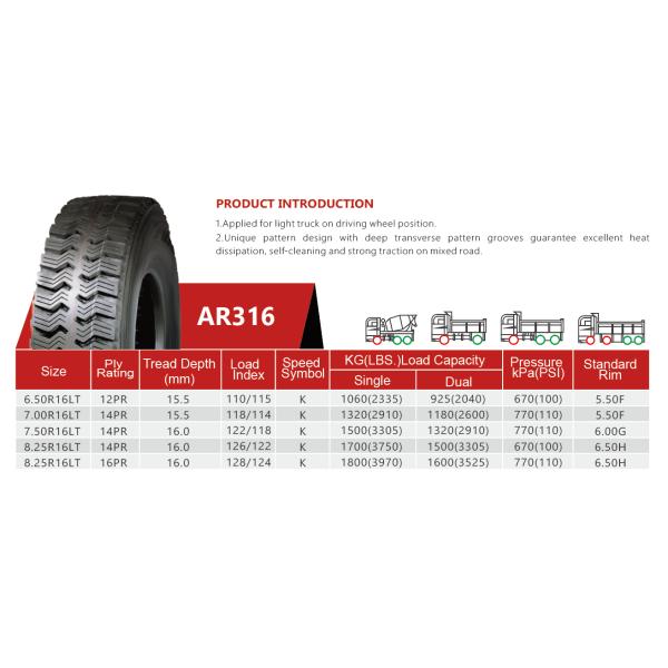 автобус сопротивления носки радиальных автошин 16 пар хороший/покрышка AR316 тележки покрышек R16 радиальной автошины 6,50 легкой тележки международная радиальная