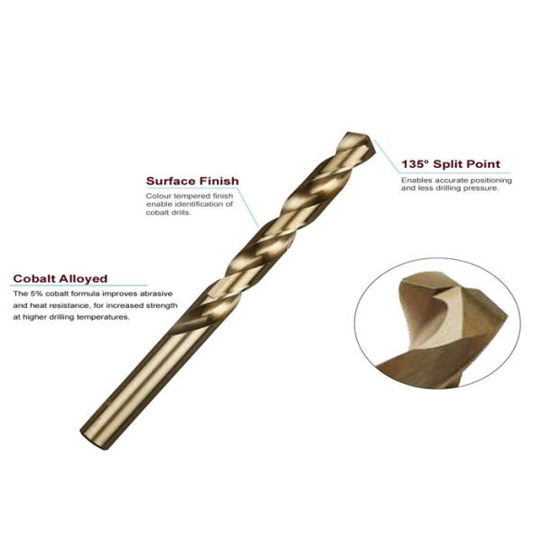 Amber Finished Cobalt Drill Bit , Parallel Shank Hss Twist Drill Bit