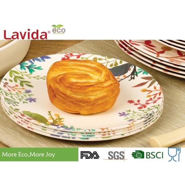 Popular Design Print Eco Bamboo Plates 8 Inch Acidproof With Unique Rustic Texture