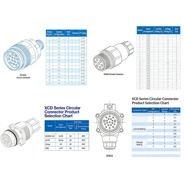 Xcd Series Circular Connector Xcd22f4z1p40/T4K1p40 High Current 4-Core Socket