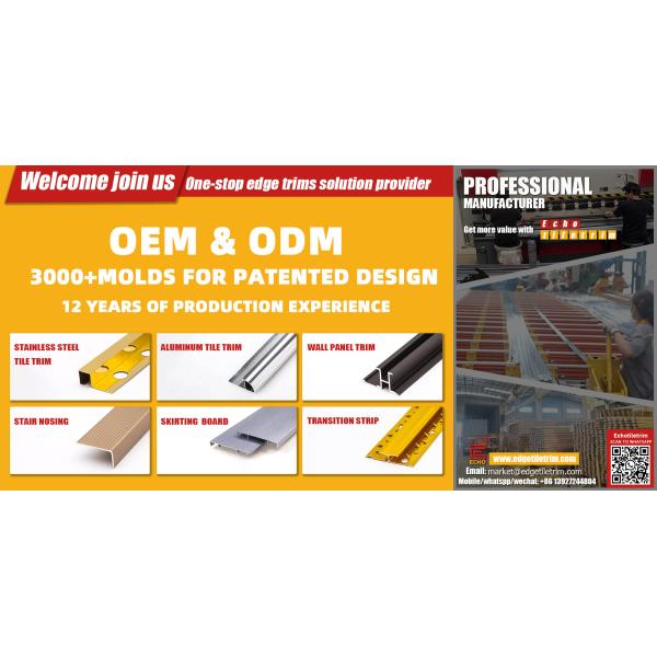 U Profil Carreaux d'aluminium Trim Carreaux bordure bordure bande de transition