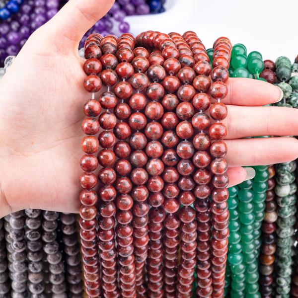 Natural 8mm Semi Precious Sesame Jasper Loose Beads For Jewelry Making