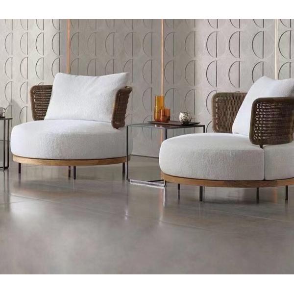 Power Coated Frame Modern Outdoor Rattan Rope Teak Wood Sofa Set for Garden Furniture