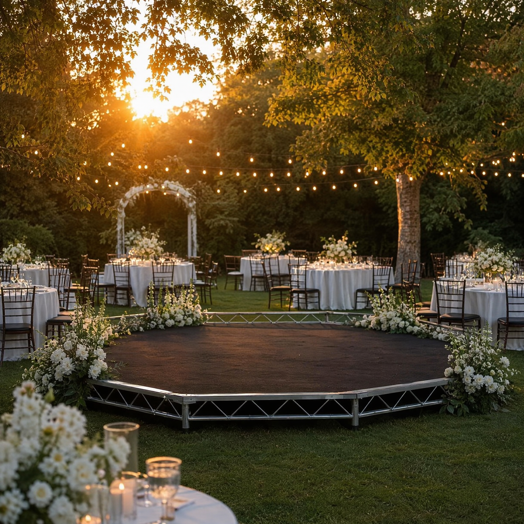 Portable Aluminum Stage Platform with Modular Interlocking Design for Easy Assembly at Events