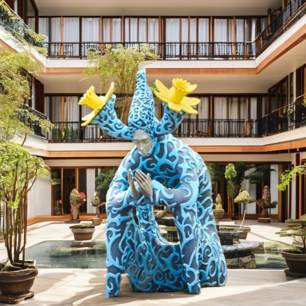 Large Outdoor Botanical Sculpture - Fiberglass Nature-Themed Art Installation for Gardens