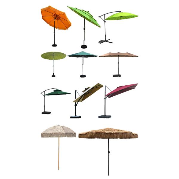 Solid Wood Round Parasol Sun Umbrellas for Outdoor Camping Cafe Patio Garden Furniture