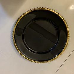 Plastic Gold Beaded Acrylic Charger Plate Wedding Table Decoration Clear