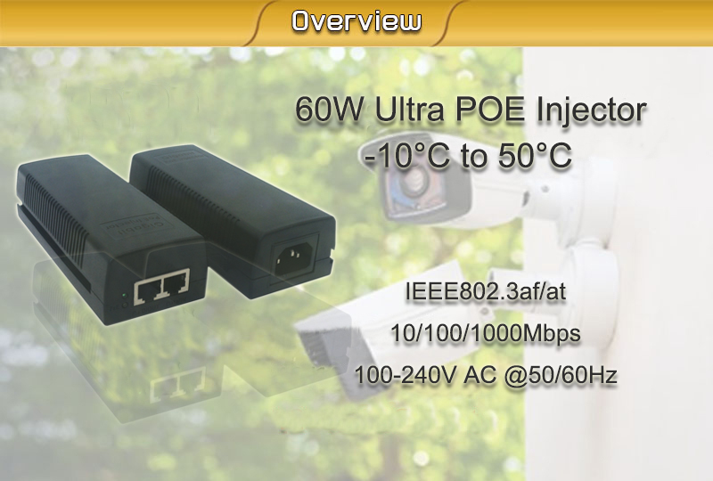 сила 60W 100m над инжекторами 10/100/1000Mbps PTZ локальных сетей