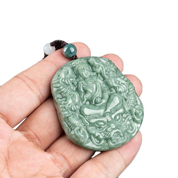 Carved Natural Jade Nine Dragons Guan Yin Pendant Necklace A Unique Addition to Your Jewelry Collection