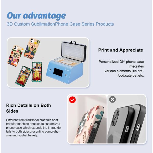 3D Sublimation Phone Case Printing Machine Kit Vacuum Heat Press for iPhone Samsung Custom Case Maker With Molds and Films