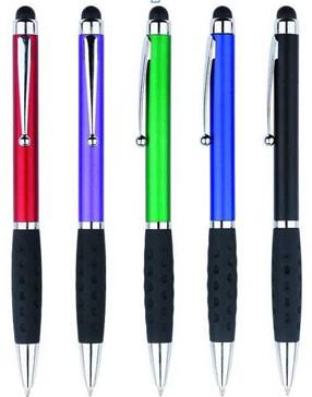 promotional pen supplier with touch tip,metal clip and rubber grip