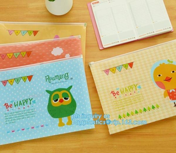 custom transparent pvc slide zipper file bags, cosmetic makeup pen pencil stationery case, PVC plastic slider zipper bag